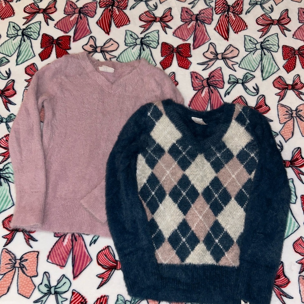 Abercrombie Kids Pink and Argyle V-Neck Sweater Set